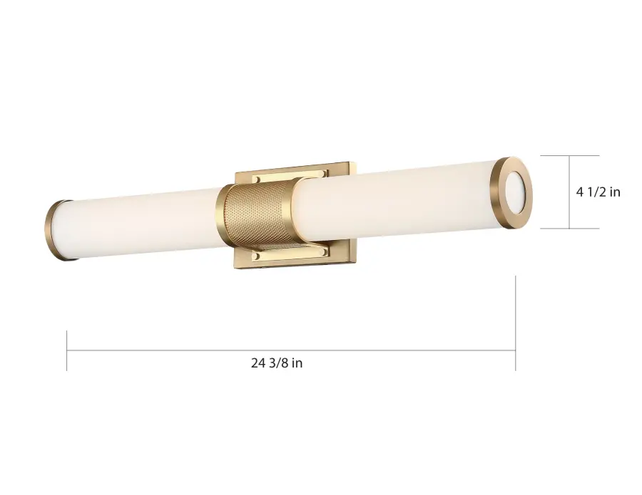 Caper LED Vanity Light - Brushed Brass with Frosted Lens - Image 9