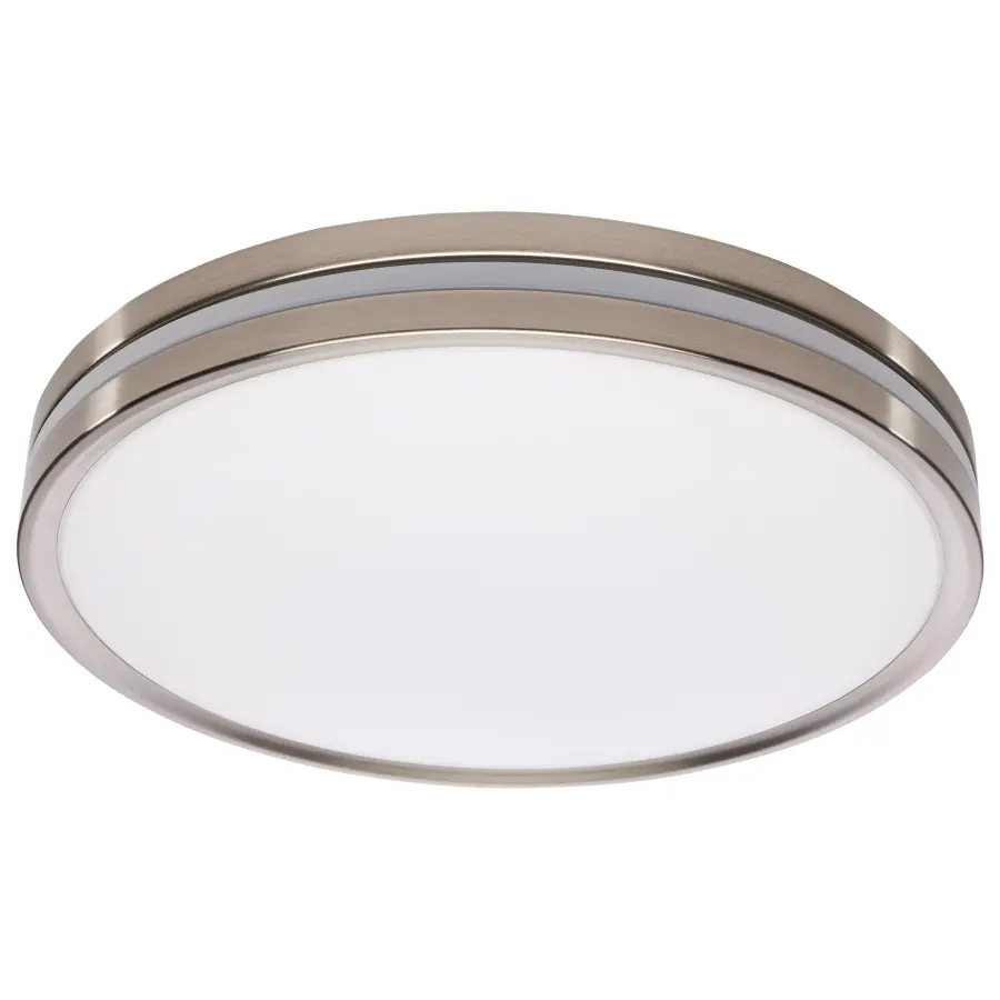 15" Surface Mount Flush Fixture with Night Light - Brushed Nickel - Image 1