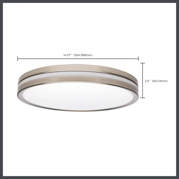 15" Surface Mount Flush Fixture with Night Light - Brushed Nickel - Image 18