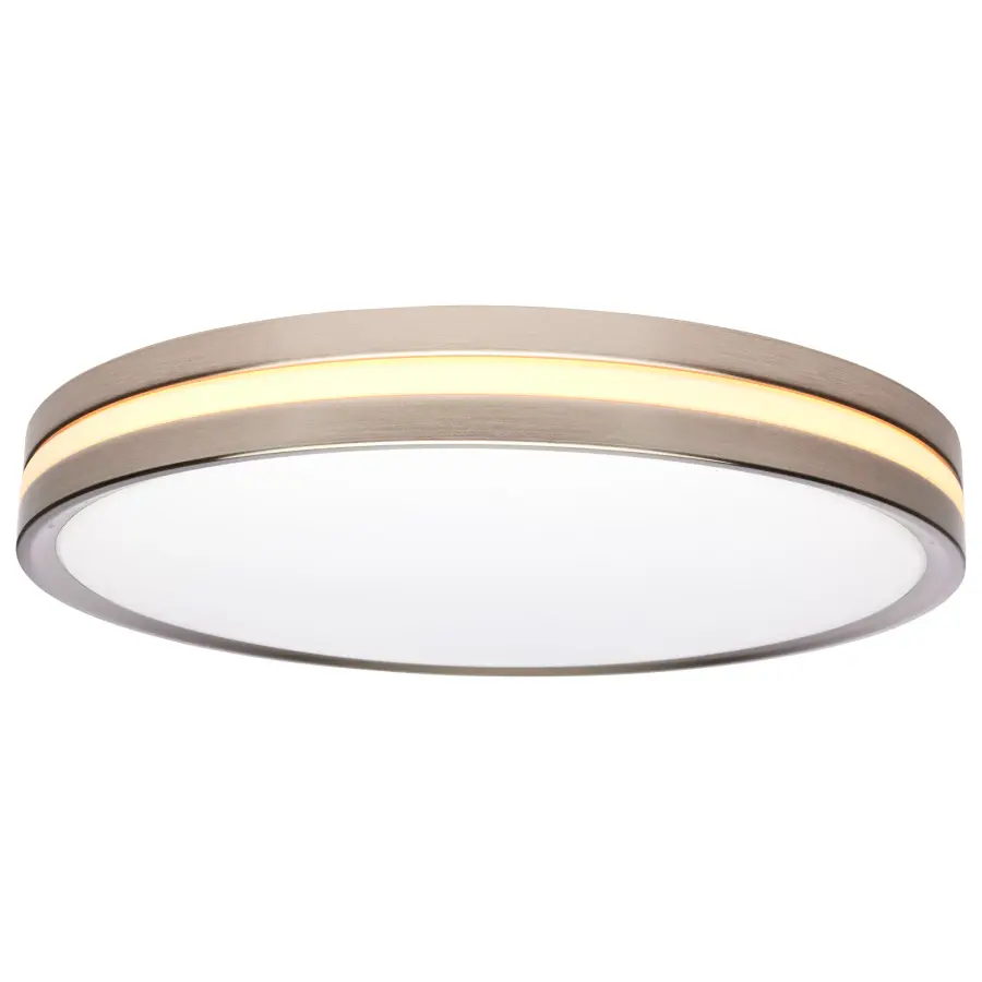 15" Surface Mount Flush Fixture with Night Light - Brushed Nickel - Image 6