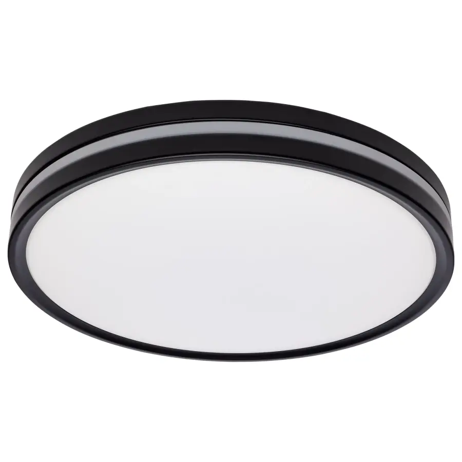 15" Flush Mount with Night Light - Matte Black - Image 1