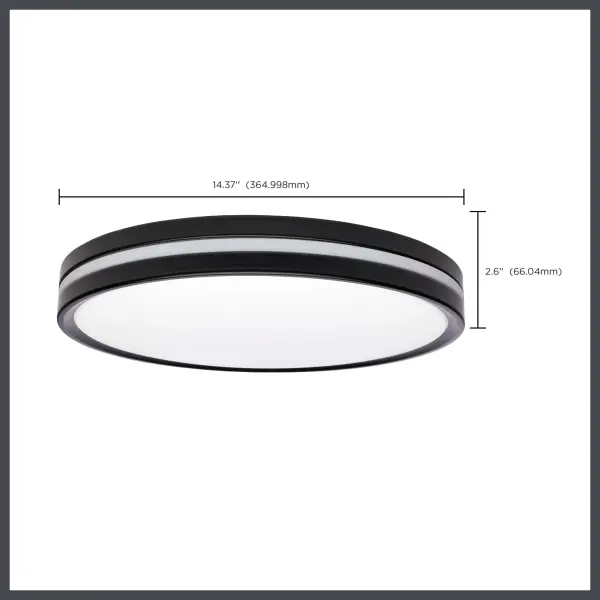 15" Flush Mount with Night Light - Matte Black - Image 18