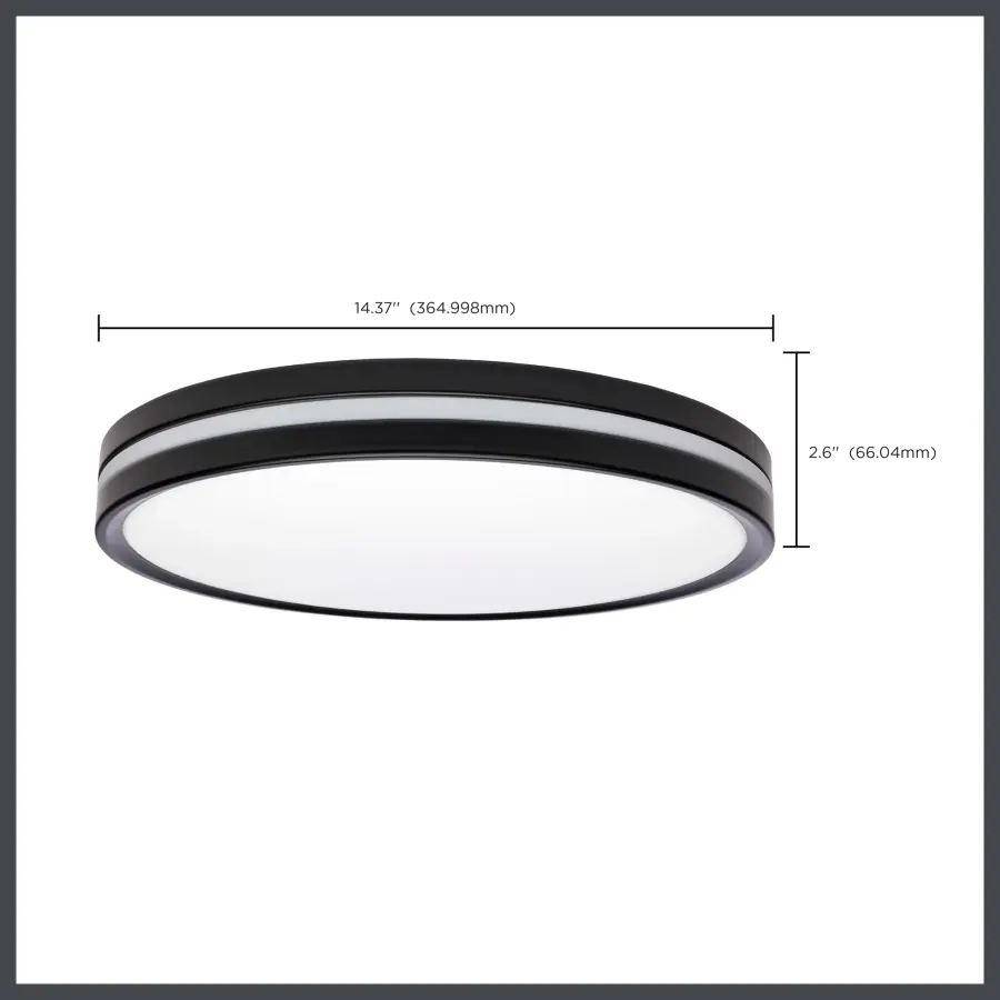15" Flush Mount with Night Light - Matte Black - Image 18