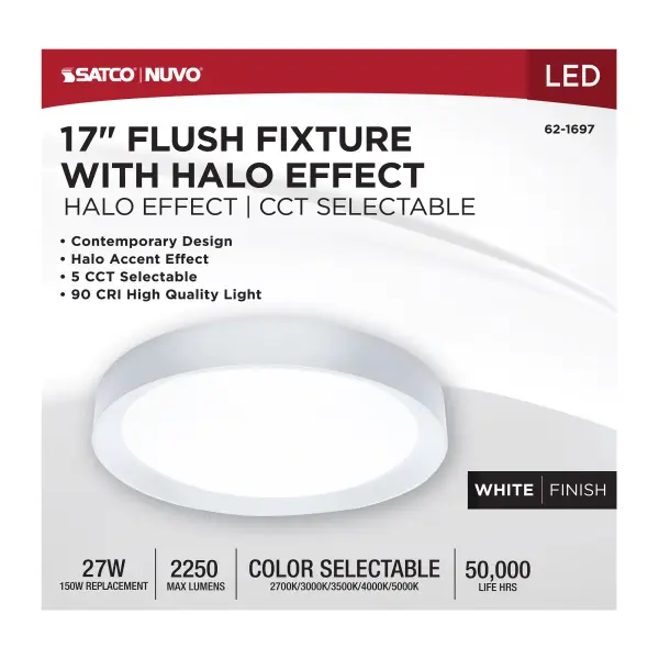 Selene 17" LED Flush Mount with Halo Accent - Image 11