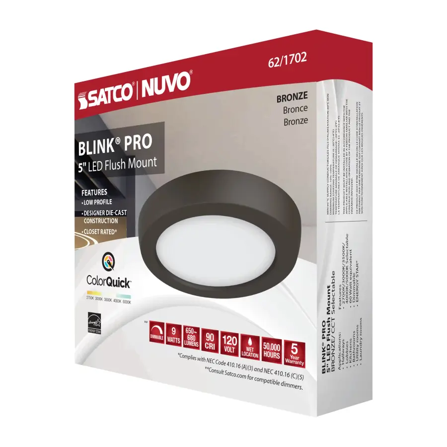 Blink Pro 5" Round LED Flush Mount in Bronze - Image 15