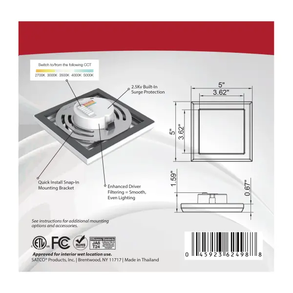 Blink Pro 5" Square LED Flush Mount - White - Image 11