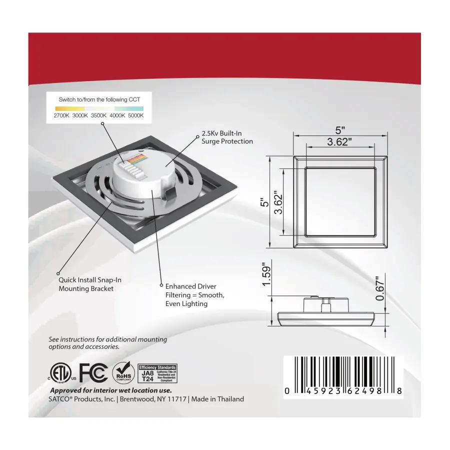 Blink Pro 5" Square LED Flush Mount - White - Image 11