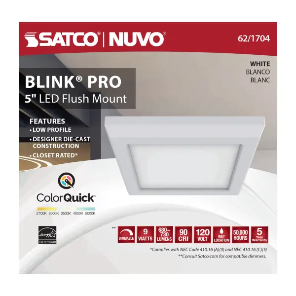 Blink Pro 5" Square LED Flush Mount - White - Image 10
