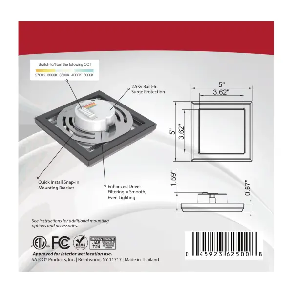 Blink Pro 5" Square LED Flush Mount in Bronze - Image 11