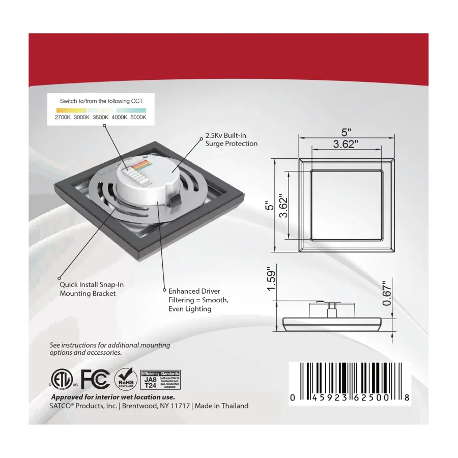 Blink Pro 5" Square LED Flush Mount in Bronze - Image 11