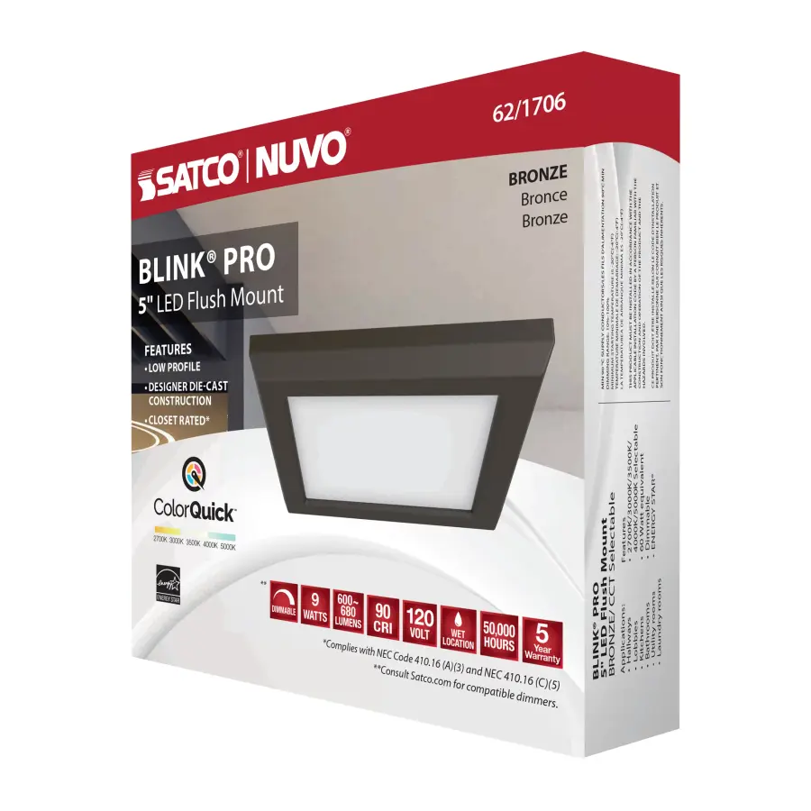 Blink Pro 5" Square LED Flush Mount in Bronze - Image 14