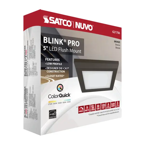 Blink Pro 5" Square LED Flush Mount in Bronze - Image 15