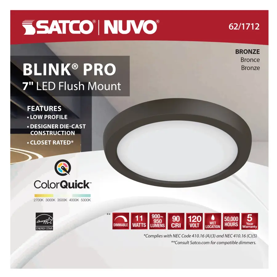 Blink Pro 7" Round LED Flush Mount - Bronze - Image 10