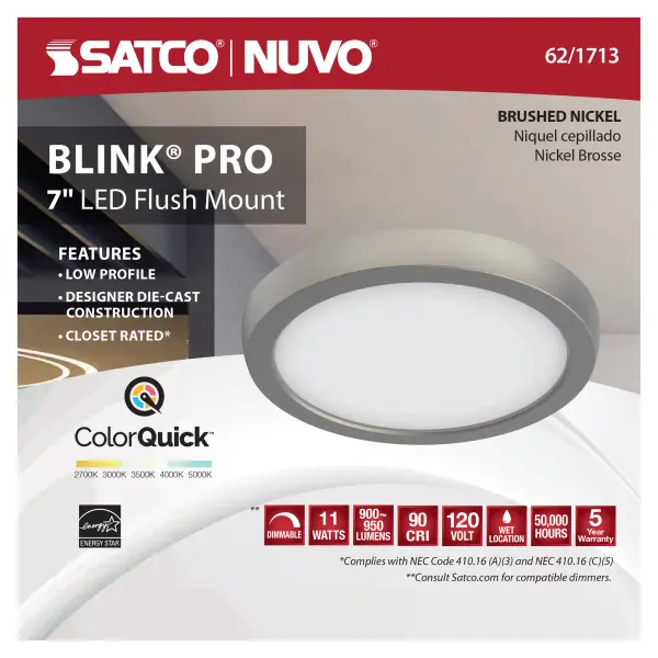 Blink Pro 7" LED Flush Mount - Brushed Nickel - Image 10