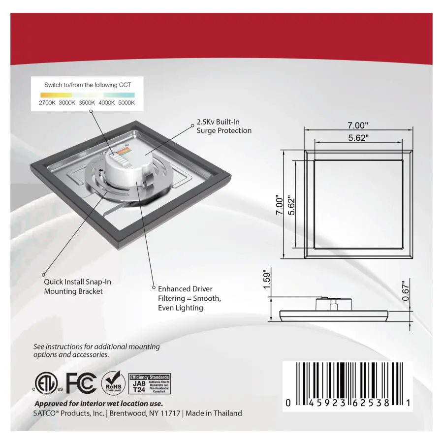 Blink Pro 7" Square LED Flush Mount in Bronze - Image 11