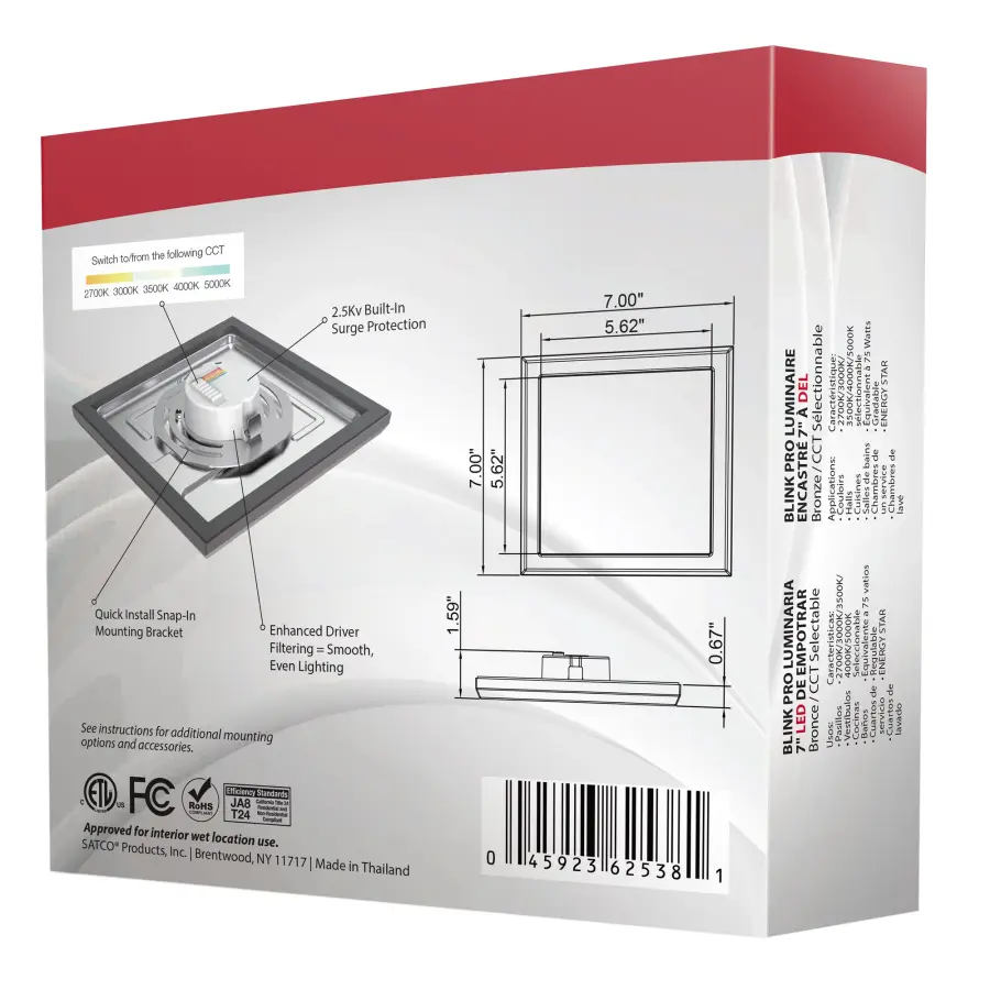 Blink Pro 7" Square LED Flush Mount in Bronze - Image 17