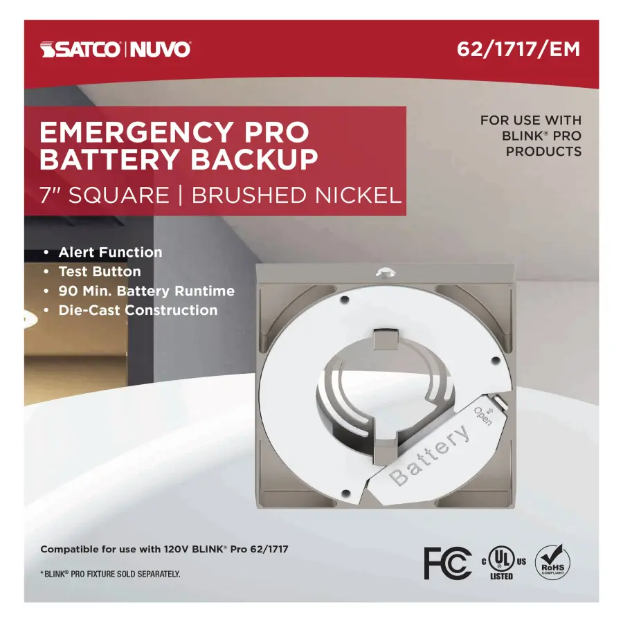 Blink Pro Emergency Battery Backup - 7 Inch Square - Brushed Nickel - Image 3