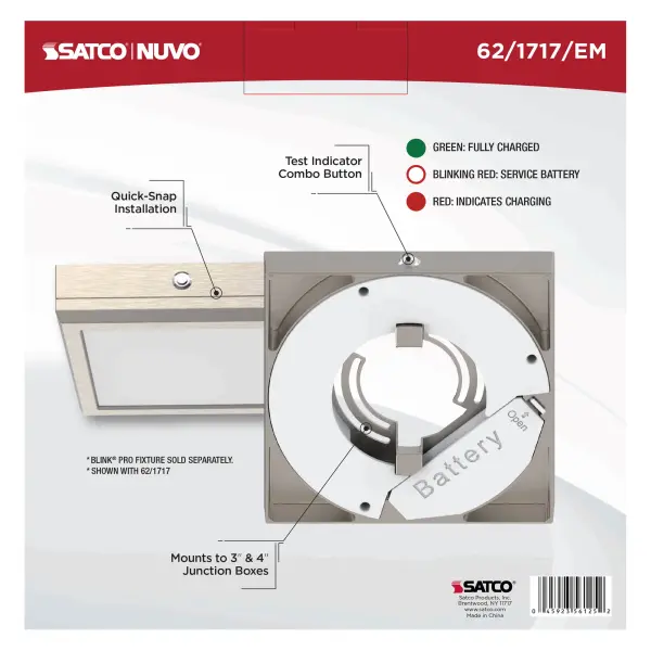 Blink Pro Emergency Battery Backup - 7 Inch Square - Brushed Nickel - Image 4