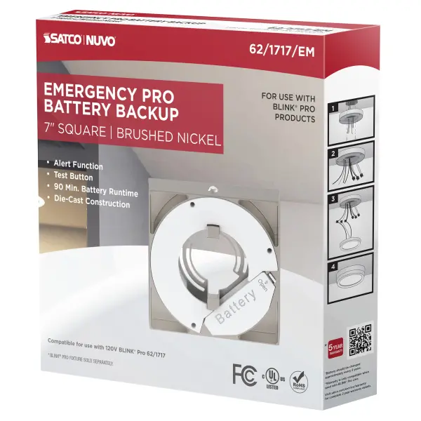 Blink Pro Emergency Battery Backup - 7 Inch Square - Brushed Nickel - Image 8