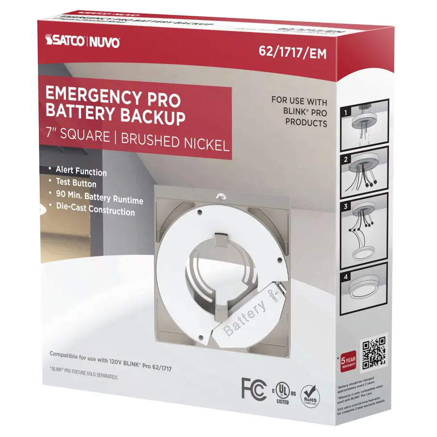 Blink Pro Emergency Battery Backup - 7 Inch Square - Brushed Nickel - Image 8