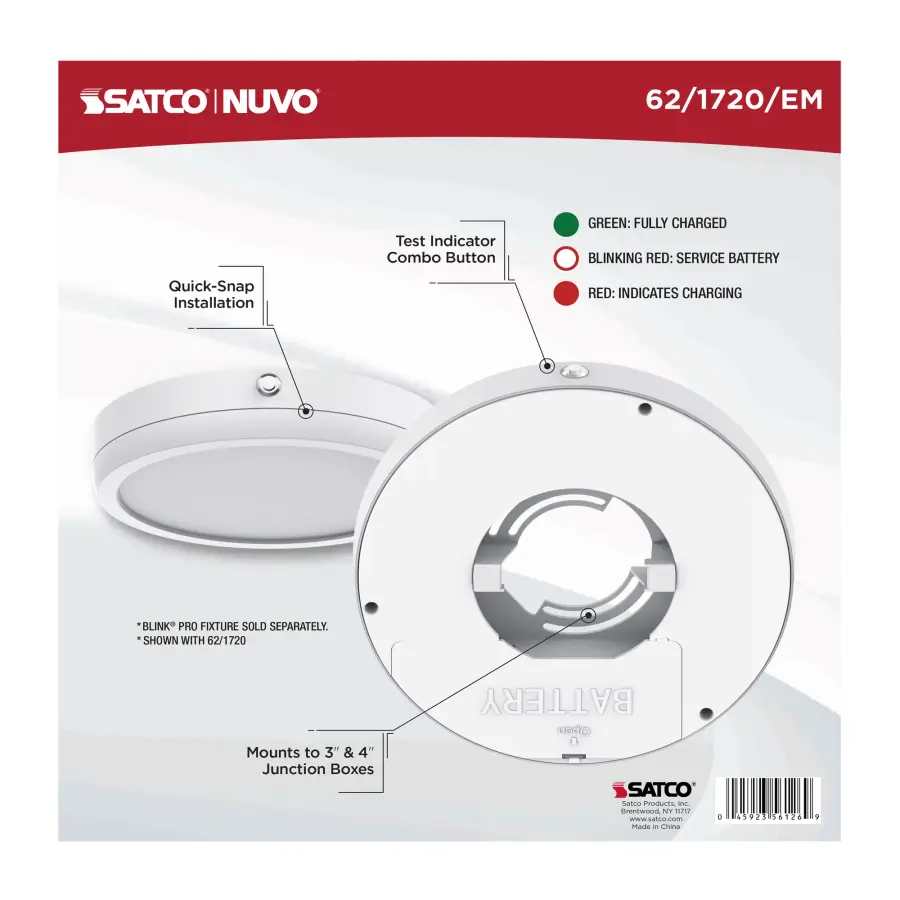 Blink Pro Emergency Battery Backup Round Flush Mount - 9 Inch White - Image 4