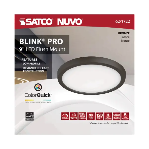Blink Pro 9" LED Flush Mount - Bronze - Image 10