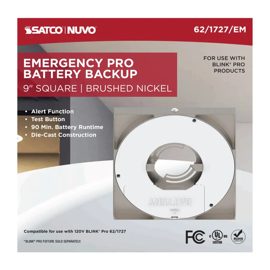 Blink Pro Emergency Battery Backup - 9" Square - Brushed Nickel - Image 3