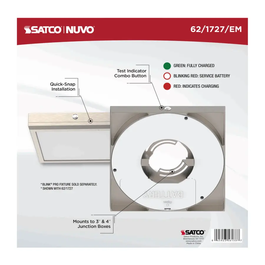 Blink Pro Emergency Battery Backup - 9" Square - Brushed Nickel - Image 4
