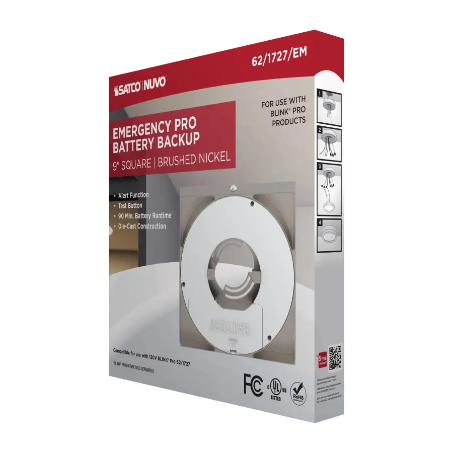 Blink Pro Emergency Battery Backup - 9" Square - Brushed Nickel - Image 7
