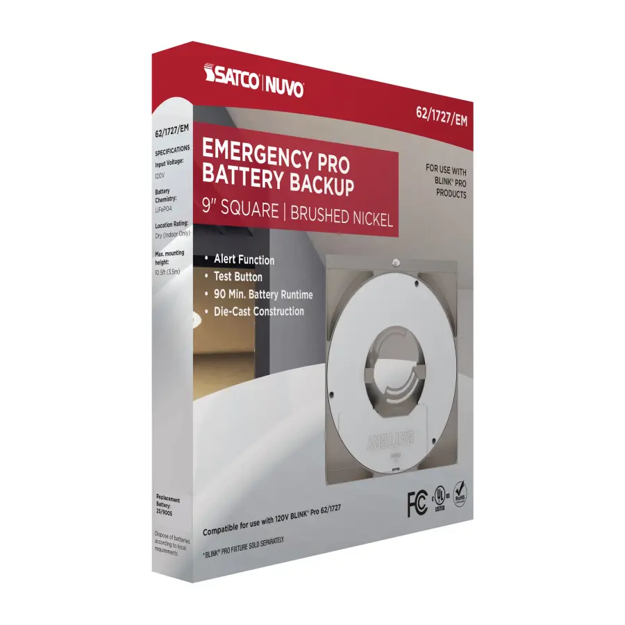 Blink Pro Emergency Battery Backup - 9" Square - Brushed Nickel - Image 8