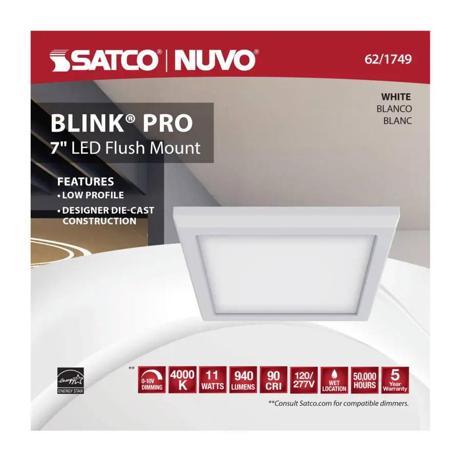 Blink Pro 7" Square LED Flush Mount - White - Image 9