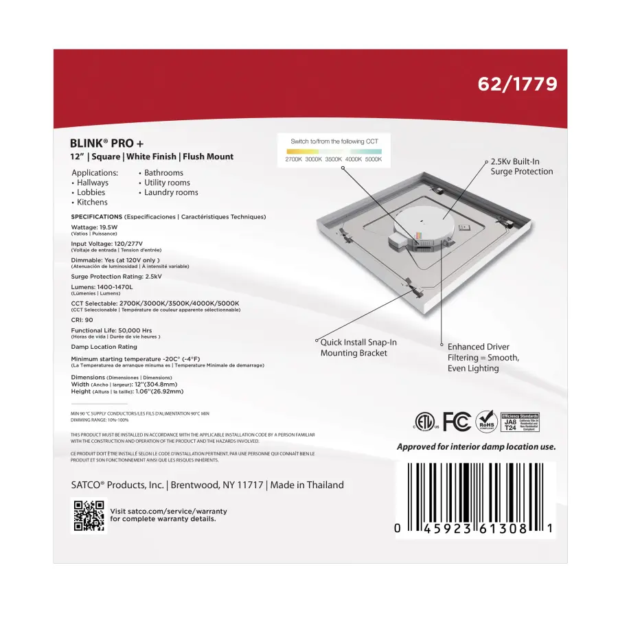 Blink Pro Plus 12" Square LED Flush Mount - Image 9