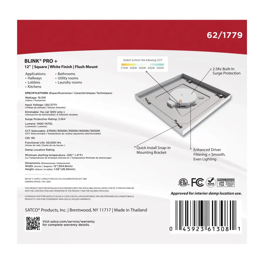 Blink Pro Plus 12" Square LED Flush Mount - Image 10