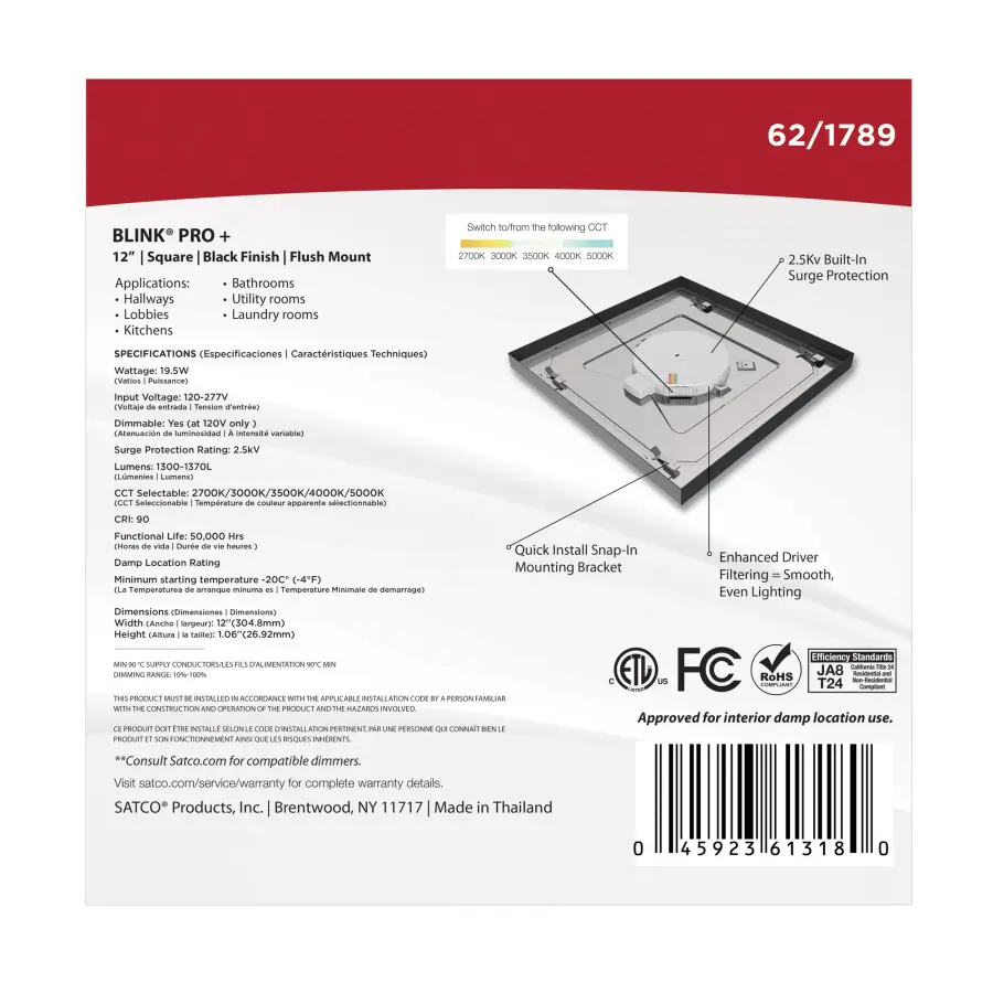 Blink Pro Plus 12" Square LED Flush Mount - Image 14