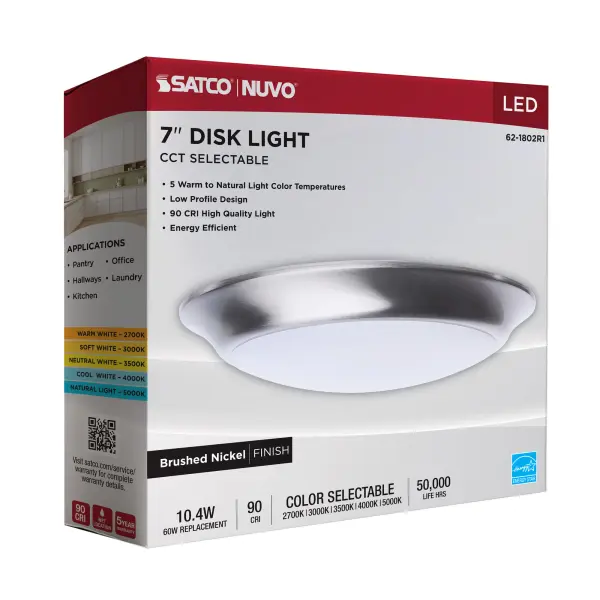 7" LED Disk Light - CCT Selectable - Brushed Nickel - Image 12
