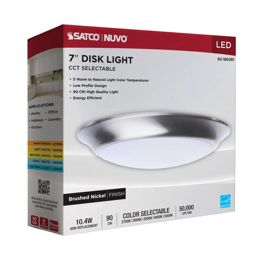 7" LED Disk Light - CCT Selectable - Brushed Nickel - Image 12