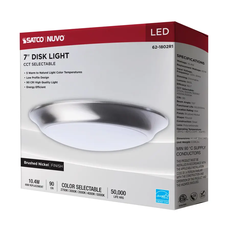 7" LED Disk Light - CCT Selectable - Brushed Nickel - Image 13
