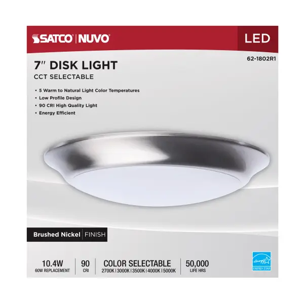7" LED Disk Light - CCT Selectable - Brushed Nickel - Image 7