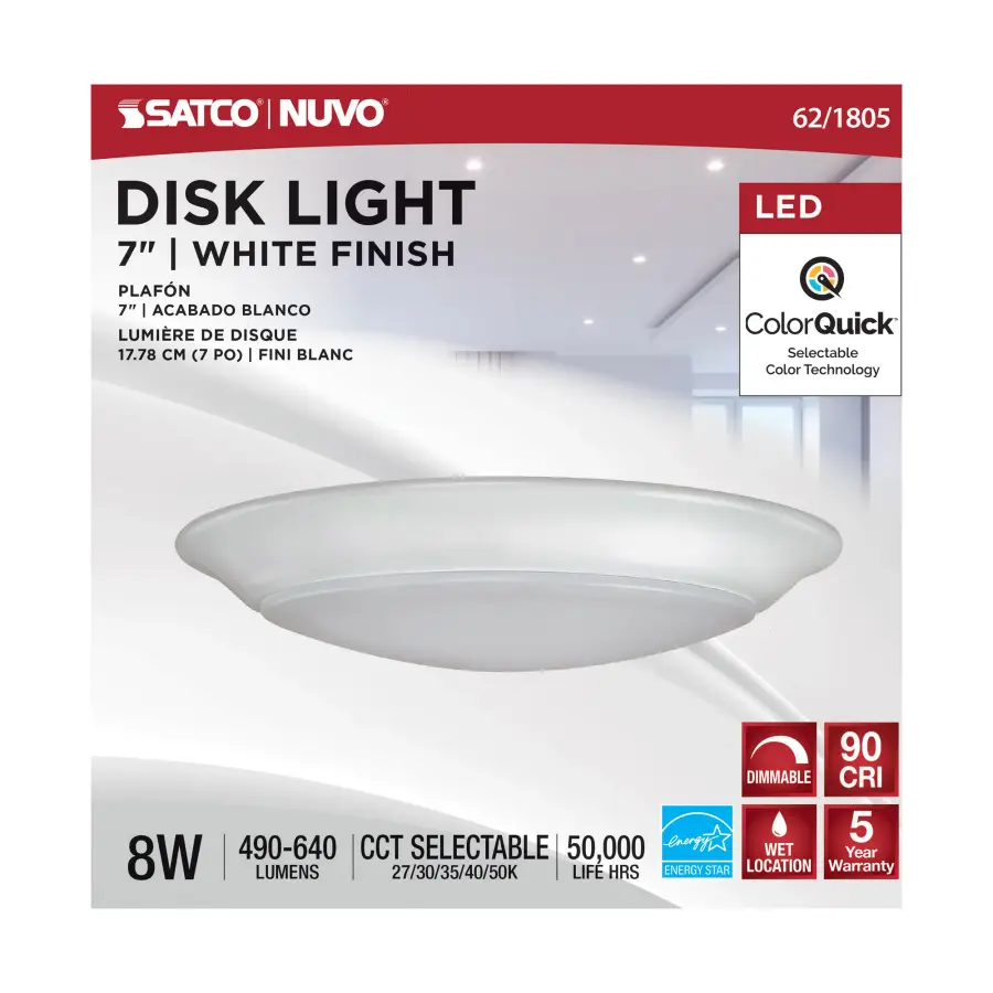 7-Inch LED Disk Light with Selectable Color Temperature - Image 3
