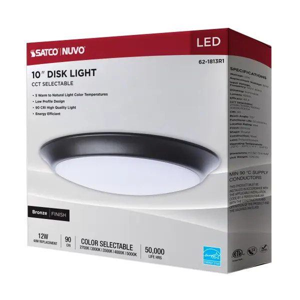 10" LED Disk Light - CCT Selectable - Bronze - Image 14