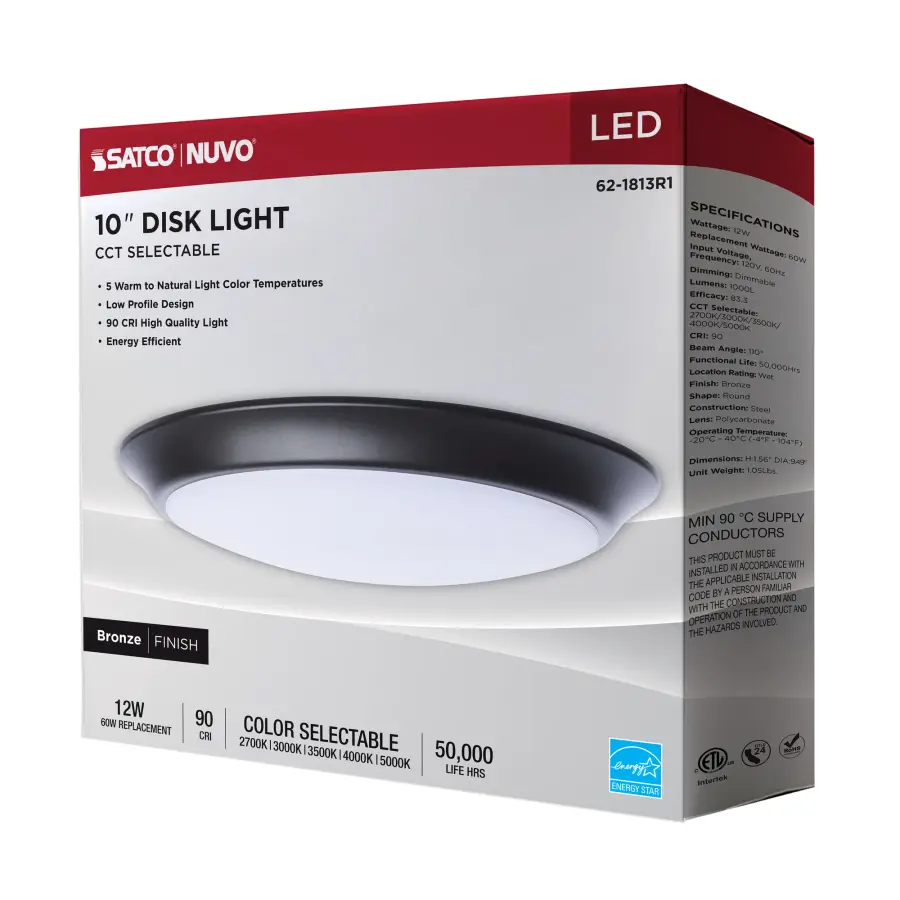 10" LED Disk Light - CCT Selectable - Bronze - Image 14