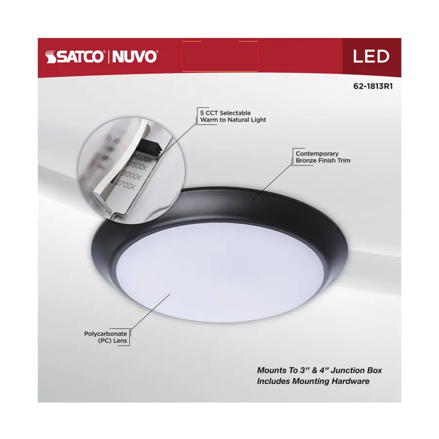 10" LED Disk Light - CCT Selectable - Bronze - Image 9