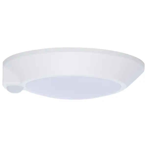 This 7-inch LED disk light combines efficiency with convenience through its integrated occupancy sensor and five selectable color temperatures. Perfect for utility spaces, it delivers 900 lumens with excellent color rendering. - alternate view