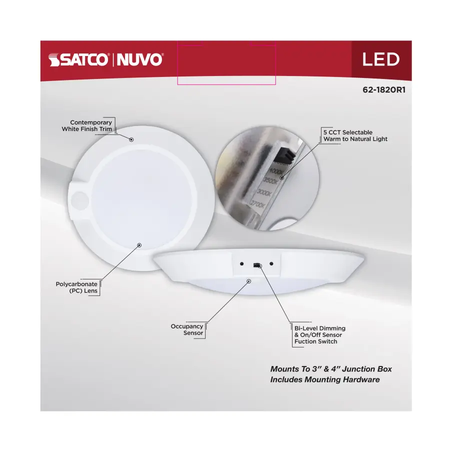 7" LED Disk Light with Occupancy Sensor - CCT Selectable - Image 12