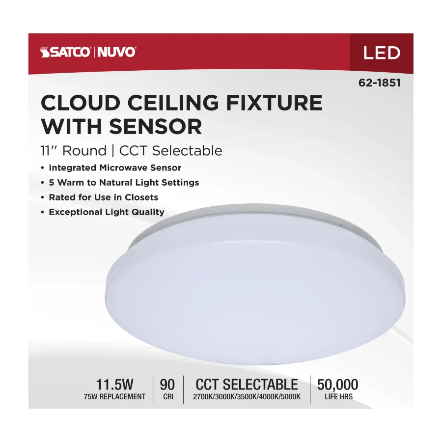 11" LED Cloud Flush Mount with Motion Sensor - Image 12