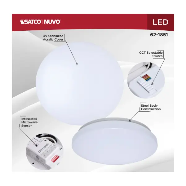 11" LED Cloud Flush Mount with Motion Sensor - Image 13