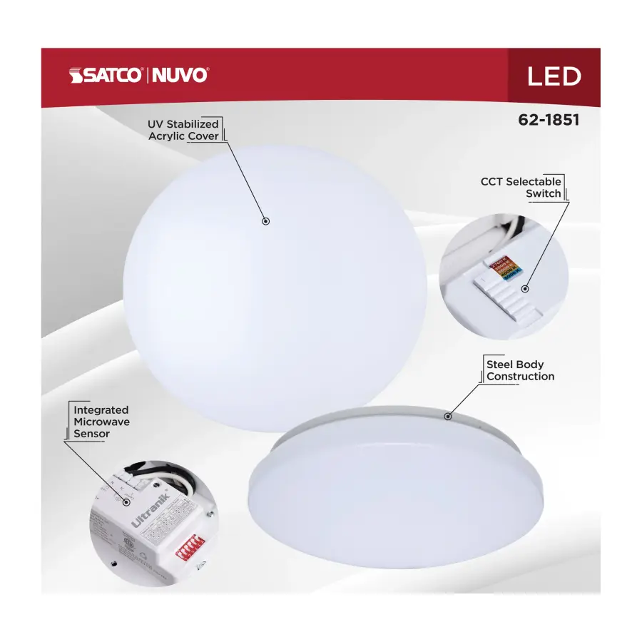 11" LED Cloud Flush Mount with Motion Sensor - Image 13