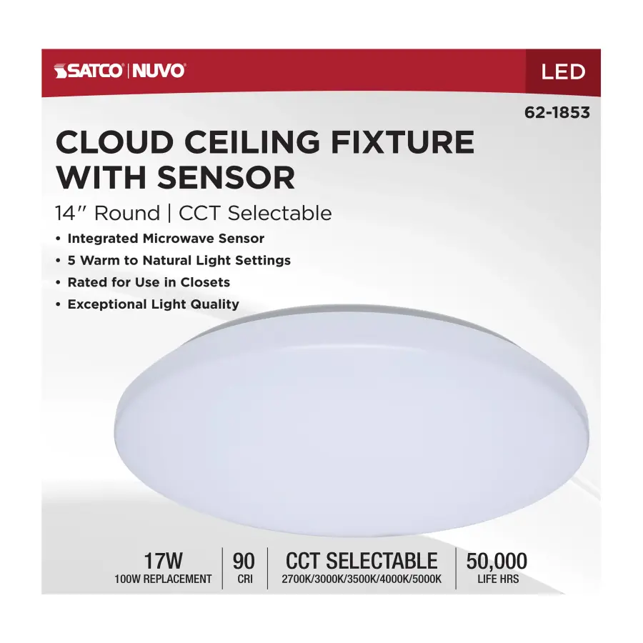 14" LED Cloud Flush Mount with Motion Sensor - Image 12