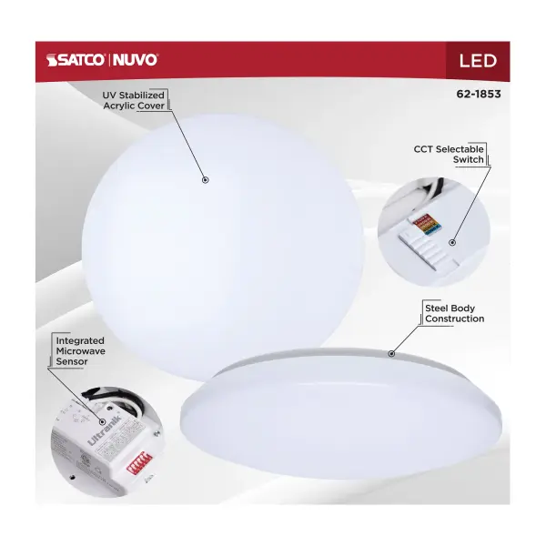 14" LED Cloud Flush Mount with Motion Sensor - Image 13