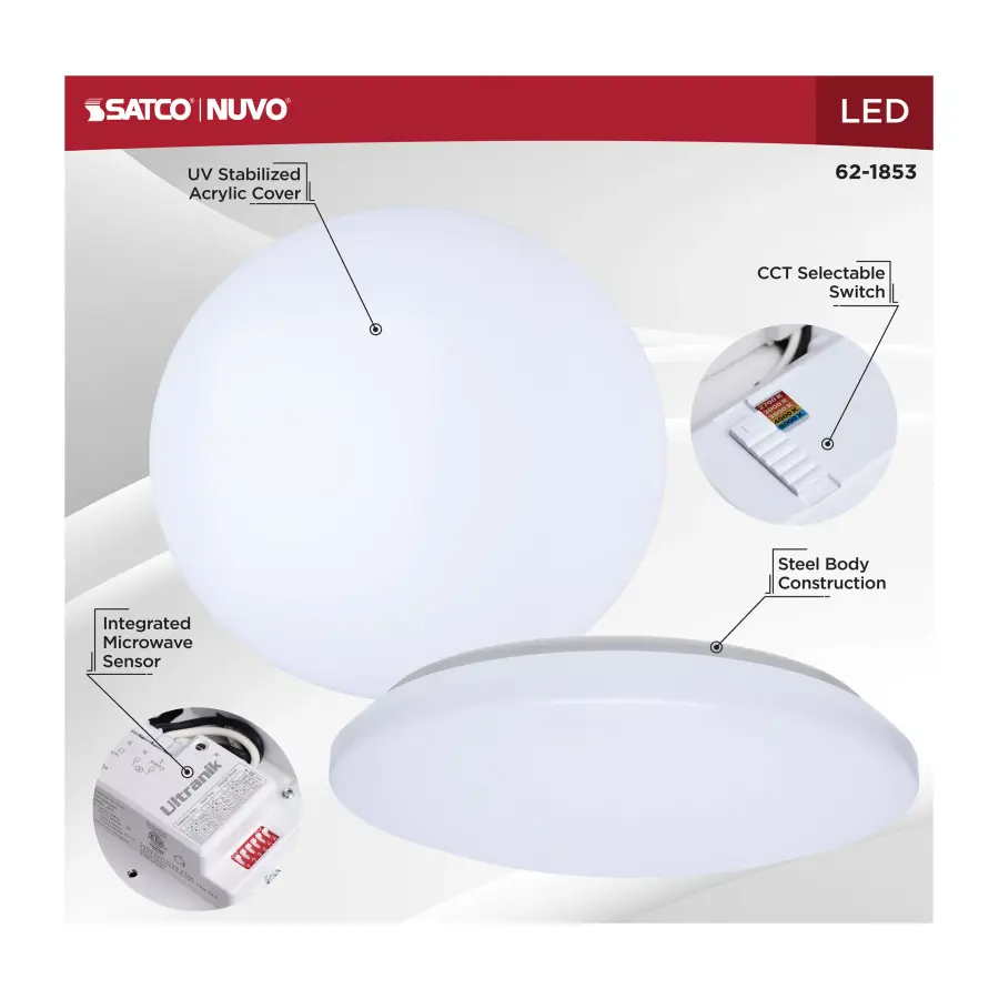14" LED Cloud Flush Mount with Motion Sensor - Image 13